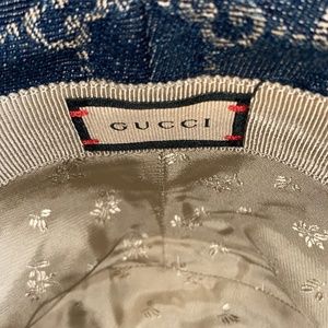 Denim Gucci bucket hat